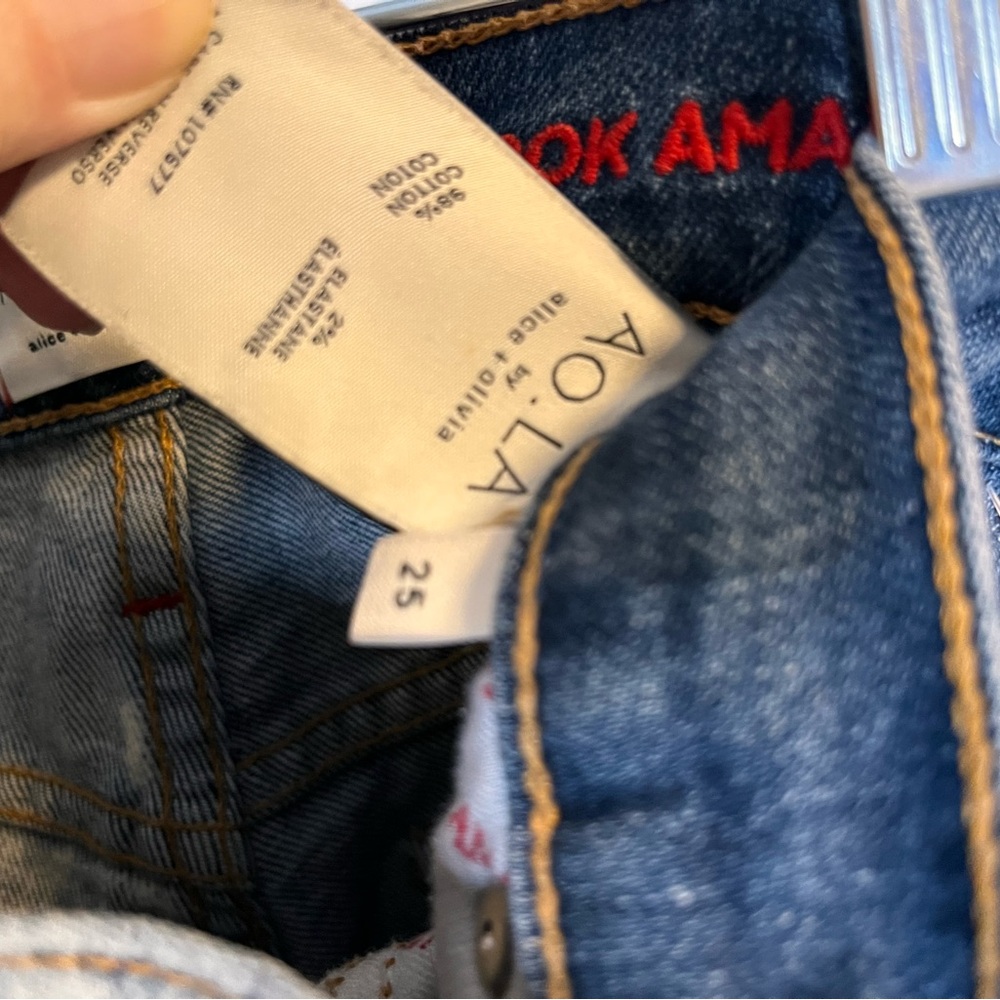 Ao.La Alice + Olivia Colorblock Asymmetrical Zip Jeans Size 25 - Picture 5 of 8